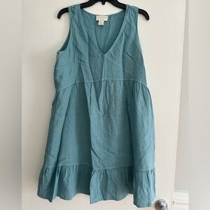 Cynthia Rowley Teal V-Neck Linen Dress